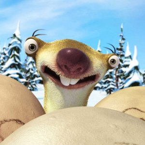 Un primo piano di Sid in una scena del film d'animazione 'Ice Age: Dawn of the Dinosaurs'