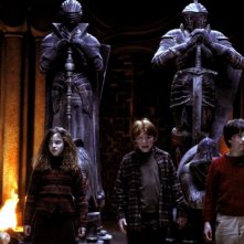 Emma Watson, Rupert Grint e Daniel Radcliffe in una sequenza di Harry Potter and the Sorcerer's Stone
