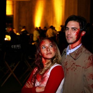 Hayden Panettiere e Milo Ventimiglia sul set della serie Heroes