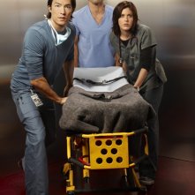 Una immagine promozionale di Alex O'Loughlin, Katherine Moennig e Daniel Henney per la serie Three Rivers