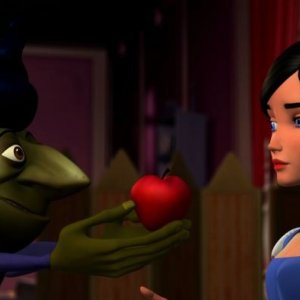 Un'immagine del film Biancaneve e gli 007 nani