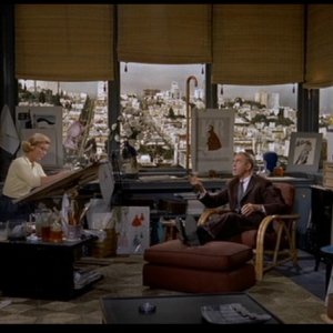 James Stewart con Barbara Bel Geddes in una scena de La donna che visse due volte ( 1958 )