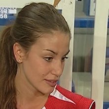 Francesca Fioretti a una partita di basket di beneficenza durante il programma Pomeriggio Cinque