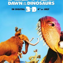 Il poster americano del film d'animazione Ice Age 3 - Dawn of the Dinosaurs