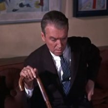 James Stewart in una scena del film La donna che visse due volte, diretto da Hitchcock nel 1958