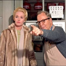 Tippi Hedren e John McGovern in una scena del film Gli uccelli ( 1963 )