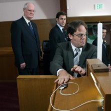 Ken Kreps, Rainn Wilson e John Krasinski in una scena dell'episodio Niagara di The Office