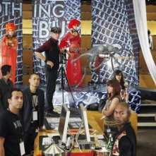 America Ferrera, Eric Mabius e Daniel Eric Gold in una scena dell'episodio The Butterfly Effect della serie Ugly Betty