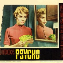 Janet Leigh in una lobbycard promozionale del film Psycho ( 1960 )