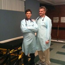 Peter Facinelli in un'immagine scattata sul set di Nurse Jackie che l'attore ha voluto condividere su Twitter