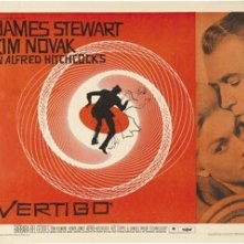 James Stewart e Kim Novak in una lobbycard promo del film La donna che visse due volte