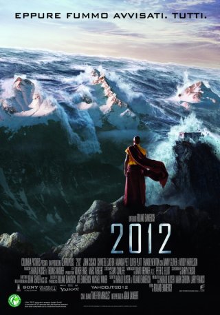 Poster italiano con il monaco tibetano per il disaster movie 2012
