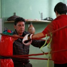 Gabriele Campanelli di spalle e Sergio Castellitto sul set di Alza la testa