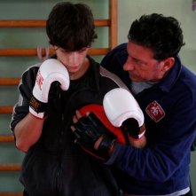 Gabriele Campanelli e Sergio Castellitto mentre girano una scena di Alza la testa