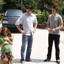 Bethany Joy Galeotti, Jackson Brundage, James Lafferty e Robert Buckley nell'episodio Your Cheatin' Heart di One Tree Hill
