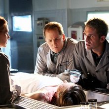 Marg Helgenberger, David Berman ed Eric Szmanda in una scena dell'episodio The Lost Girl di CSI
