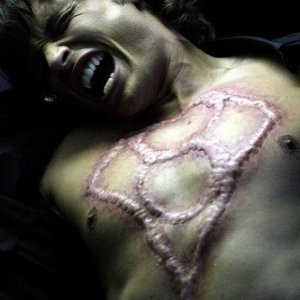 Clark Kent (Tom Welling) con il simbolo della sua famiglia sul petto nell'episodio La nuova vita di Clark di Smallville