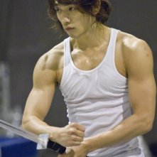 L'attore e popstar Rain si prepara ad una sequenza di Ninja Assassin