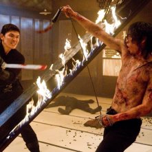 Rain in una scena d'azione del film Ninja Assassin