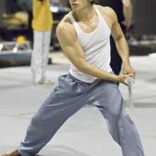 Rain si prepara ad una sequenza di Ninja Assassin, sul set del film