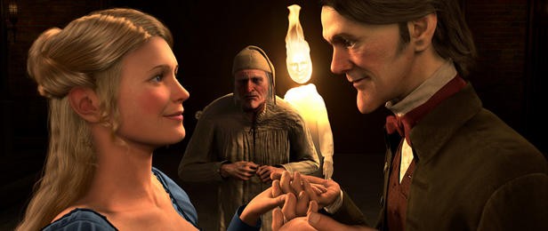 Belle (doppiata da Robin Wright Penn) e Ebenezer Scrooge nel film A Christmas Carol (2009)