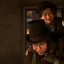 I personaggi di Bob Cratchit e Tiny Tim nel film A Christmas Carol (2009)
