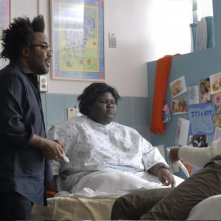 Lee Daniels, Gabourey Sidibe e Xosha Roquemore sul set del film Precious