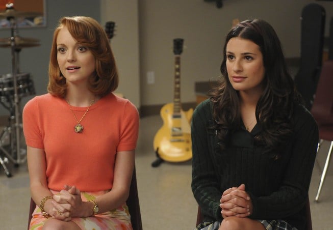 Glee: Jayma Mays e Lea Michele nell'episodio Ballads