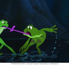 Lingue annodate per Tiana e Naveen in una scena del cartoon La principessa il ranocchio