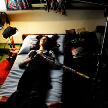 Chiara Martegiani durante le riprese di Meno male che ci sei