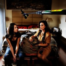 Chiara Martegiani sul set di Meno male che ci sei