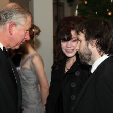 Carlo, principe di Galles, Fran Walsh e Peter Jackson alla premiere di Londra di Amabili resti