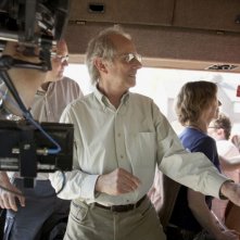 L'autore de Il mio amico Eric, Ken Loach, sul set del film