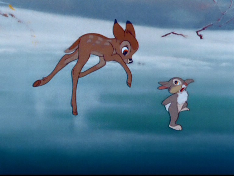 Il Cerbiatto Prova A Pattinare Con L Amico Tamburino Nel Film Bambi 1942 140682