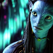 Neytiri, la cui fisionomia del viso è stata presa dall'attrice Zoe Saldana in un momento del film Avatar