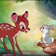 Il cerbiatto con l'amico Tamburino nel film Bambi (1942)