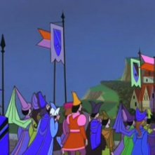 Una scena di massa del film d'animazione La bella addormentata nel bosco ( 1959 )