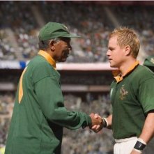 Morgan Freeman e Matt Damon, protagonisti di Invictus
