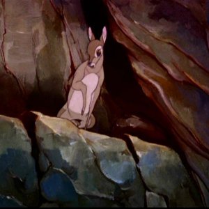 Faline in una drammatica scena del film d'animazione Bambi