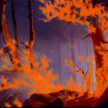 Il bosco in fiamme in una scena del film d'animazione Bambi