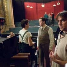 Richard Linklater e Christian McKay sul set del film Me and Orson Welles