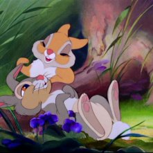 Tamburino in una tenera scena del film d'animazione Bambi