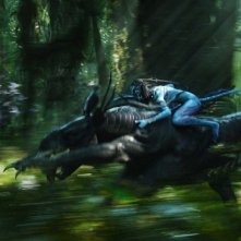 Un Na'vi in groppa al Thanador in una sequenza del film Avatar