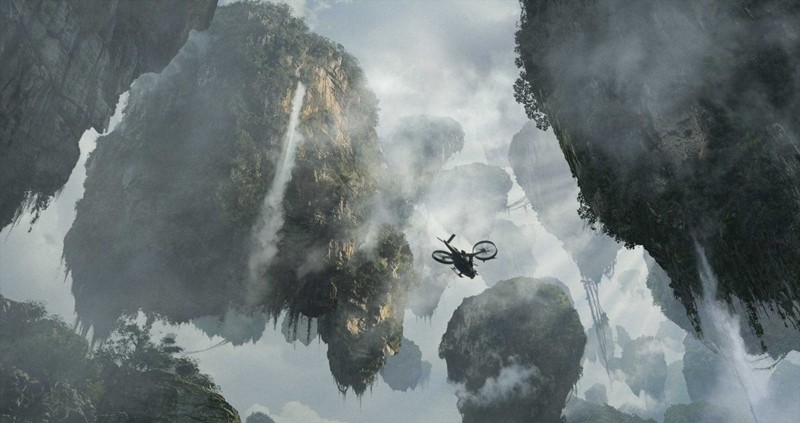 A landscape scene of the planet Pandora in the movie Avatar