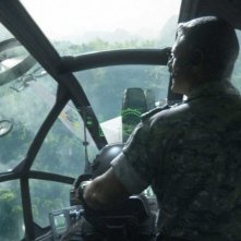 Una visuale dall'interno della nave del Colonnello Quaritch (Stephen Lang) nel film Avatar