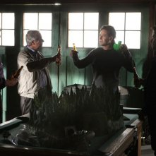 Alan (Judd Hirsch), Bloom (Henry Winkler), Don (Rob Morrow) e Charlie (David Krumholtz) in un momento di pausa nell'episodio Old Soldiers di Numb3rs