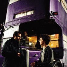 Il regista Alfonso Cuarón e l'attore Dan Radcliffe davanti al Nottetempo