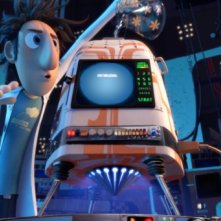 Lo stralunato Flint Lockwood in una scena del film Piovono polpette