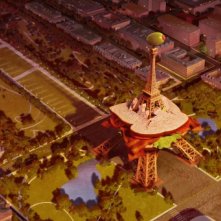 Una divertente immagine da cartolina dal film Piovono polpette