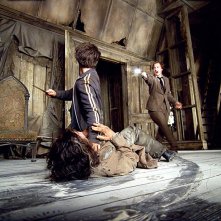 Una scena d'azione nel film Harry Potter e il Prigioniero di Azkaban con Daniel Radcliffe, Gary Oldman e David Thewlis